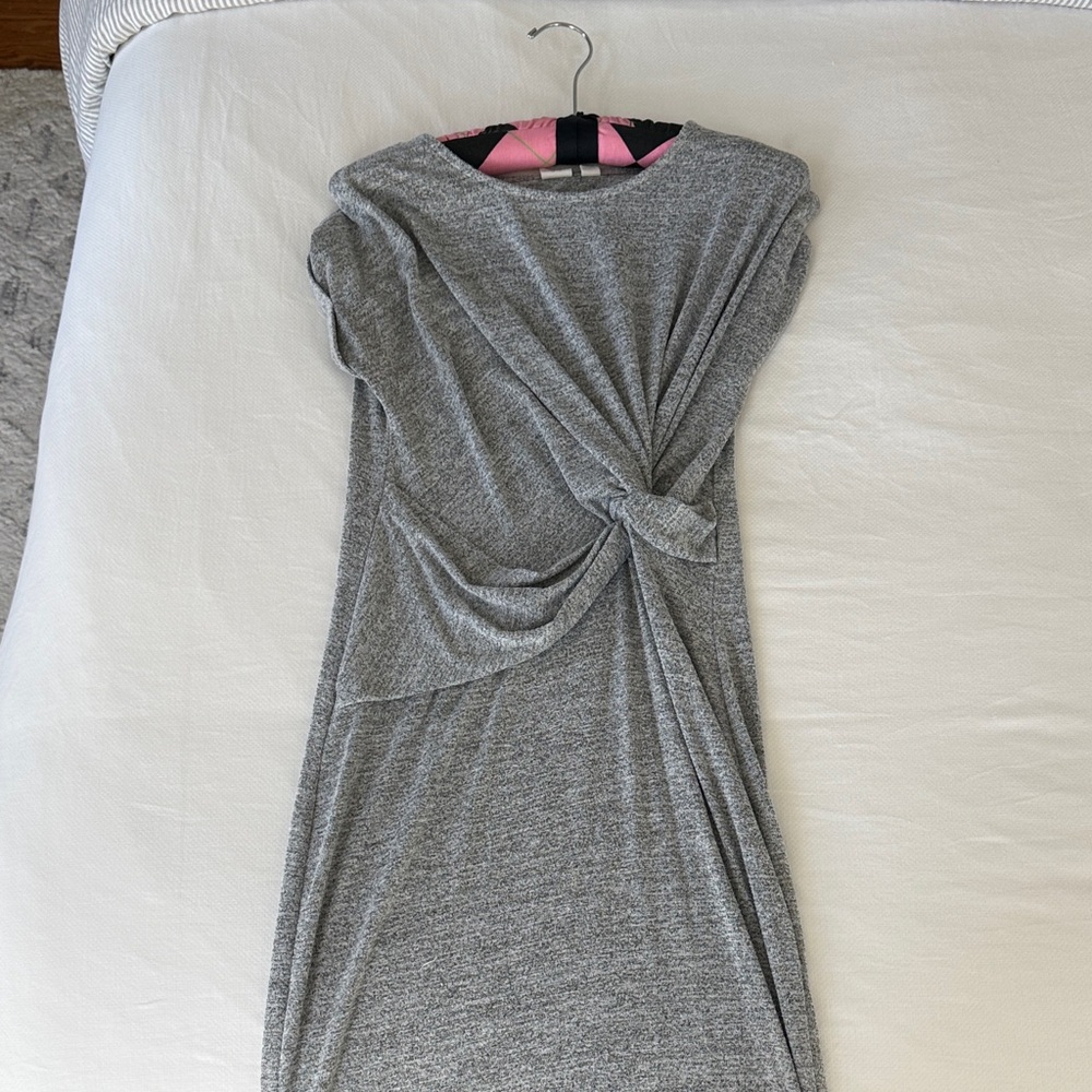 GAP Heather Gray Midi Knot-Front Dress